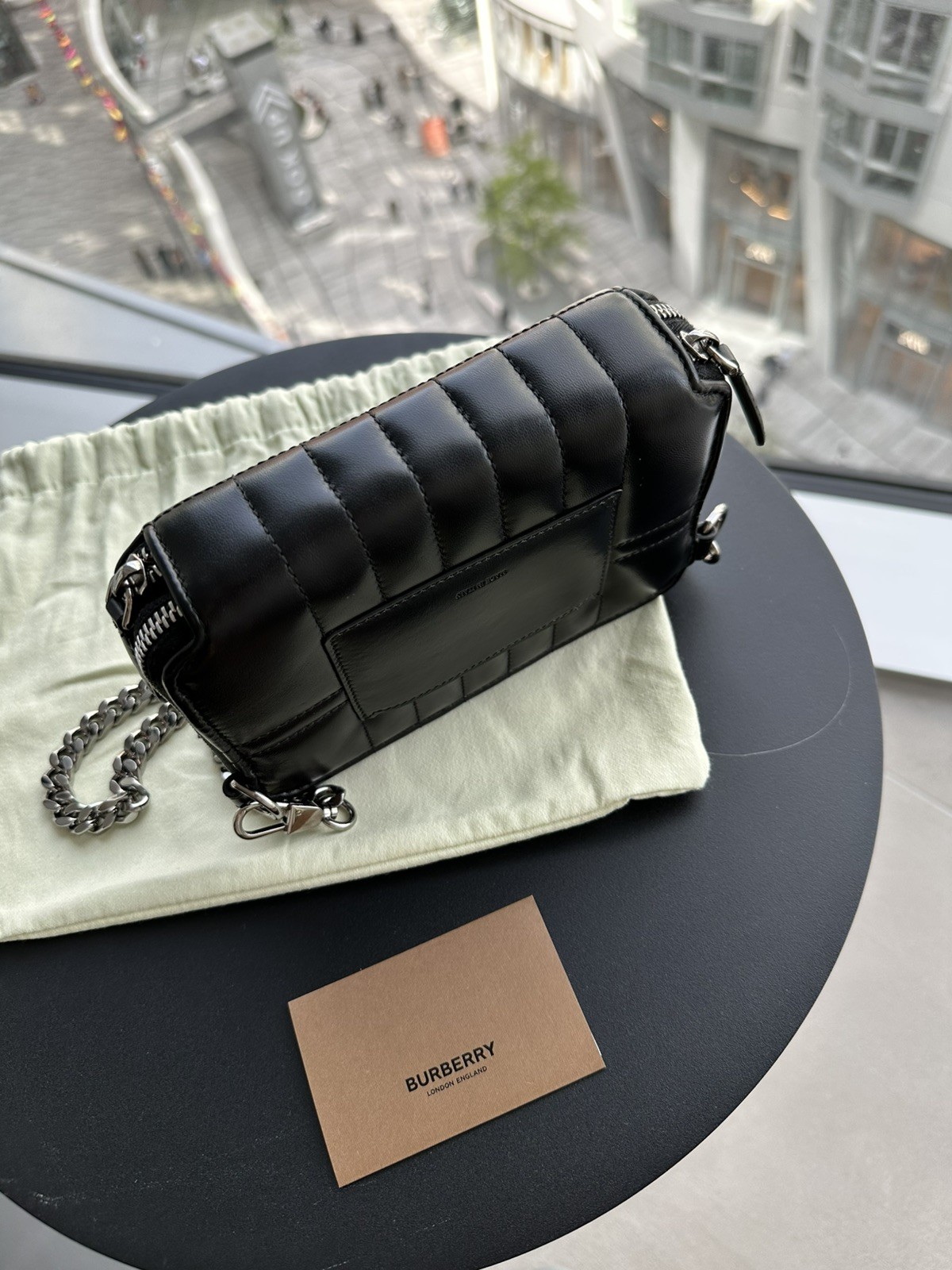 Burberry TB Leather Lola Shoulder Crossbody Bag Black Silver- MINT RRP £1100 image 9