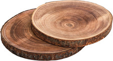 2 Pack Large Wood Slices for Centerpieces, 9"-10"/11"-12" Natural Wood Slabs rou