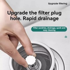 2Set Kitchen Sink Strainer With Handle Stopper Stainless Steel Drain Filter