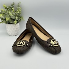 Michael Michaels Kors Women’s Moccasin Brown MK Logo Flats Shoes Size 9