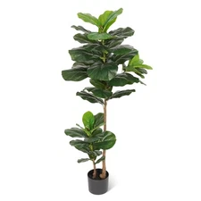 Fiddle Leaf Fig Tree Artificial Plant 4FT Tall Faux Plants Indoor Fake Ficus ...