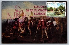 #2621 Columbus 1st Voyage Coming Ashore Maxi Card w/Pictorial Cancel