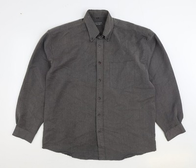Recover Herren grau Polyester Knopfleiste Größe L Kragen Knopf