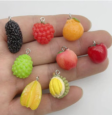 80 Pcs Vegetables Fruits Resin Charms DIY keychain Jewelry Making Pendant