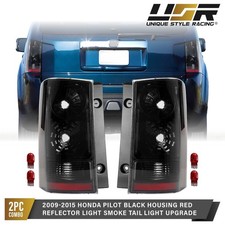 Light Smoke Lens Black Chrome Housing Tail Light Pair For 2009-2015 Honda Pilot