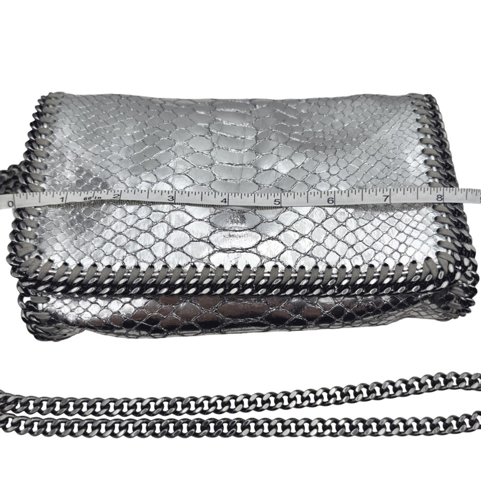 Stella McCartney Silver Python Embossed Leather F… - image 10