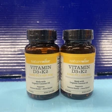 2X NatureWise Vitamin D3 + K2 2000 IU 100mcg Organic Coconut Oil 30ct -01-28+