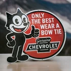 VINTAGE FELIX THE CAT CHEVROLET PORCELAIN SIGN GMC PONTIAC CAMARO 36x32 LOT OF 2