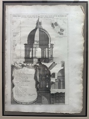 c.1700 Carlo Fontana Engraving Folio Plate 359 Roman Baroque Dome
