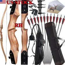 60'' RH Archery Takedown Recurve Bow 30-50 lbs  Arrows Set for Hunting Shooting