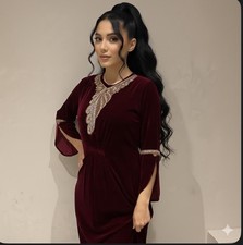 Luxury Velvet Evening Gown Burgundy