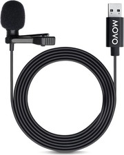 Movo M1 USB Lavalier Lapel Clip-on Omnidirectional Computer Microphone for Lapto