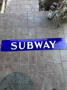 SUPER RARE EARLY COBALT BLUE 1900s NYC SUBWAY STATION SIGN HOLY GRAIL OF NY SIGN