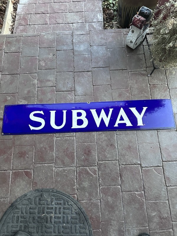 SUPER RARE EARLY COBALT BLUE 1900s NYC SUBWAY STATION SIGN HOLY GRAIL OF NY SIGN