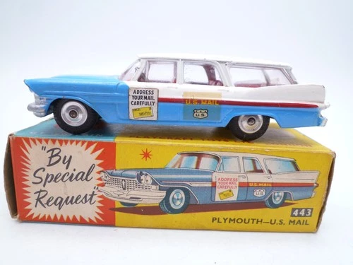 VINTAGE CORGI TOYS 443 PLYMOUTH SUBURBAN US MAIL CAR IN ORIGINAL BOX 1963