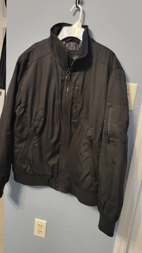 Calvin Klein Men's Matte Logo Zip Bomber Jacket Mock Neck Size Medium Black video thumbnail