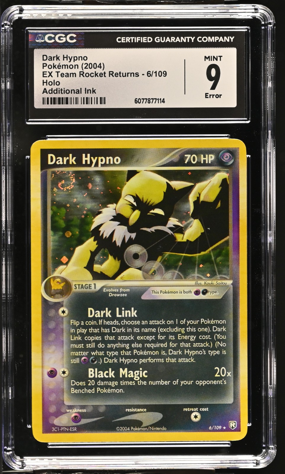 CGC 9 MINT Dark Hypno 2004 EX Team Rocket Returns 6/109 Holo SWIRL Pokemon Card