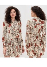 Ulla Johnson Women's Simona Silk Long Sleeve Mini Dress Sz 8