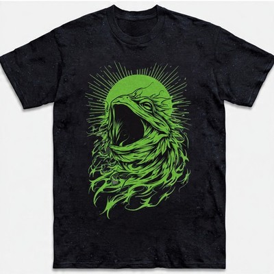 Screaming Green Frog Psychedelic Chaos Art Graphic Tee Vintage Gift Men