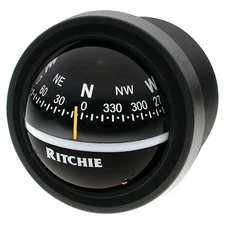 Pivot Black Dial Black Composite 12 Volt Light Dash Mount Compass