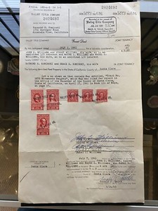 Vintage Grant Deed With Tax Stamps - California 1961