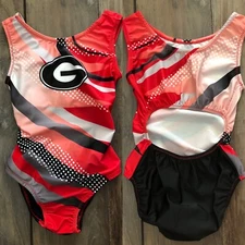 NWT Georgia UGA Gymdogs Bulldogs Red Black College Open Back Gymnastics Leotard