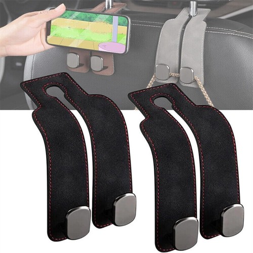 Flexible Leather Dual Hooks Hanger Holder Bracket Car Seat Back Headrest Storage - Picture 2 of 17