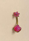 14G Grade 23 Titanium Synthetic-pinkOpal Flower Belly Button Ring Navel Piercing