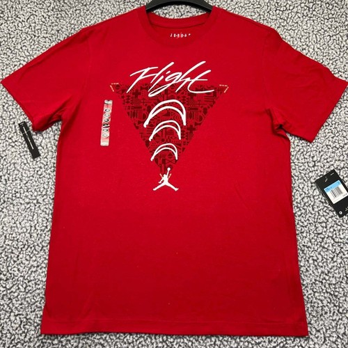 Air Jordan Flight Shirt Men Medium Red Jumpman Short Sleeve Crew Neck Cotton New