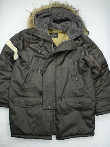 GOLDEN FLEECE Vtg 50s 60s Brown Fur Hood Quilted Flight JACKET Coat Men's M L - Picture 2 of 13