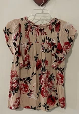 Maurices Womens Small Pink Floral Sleeveless Flowy Blouse! A4823
