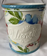 Pioneer Woman Floral Medley Stoneware Utensil Spoon Holder Bucket 2018 NWT