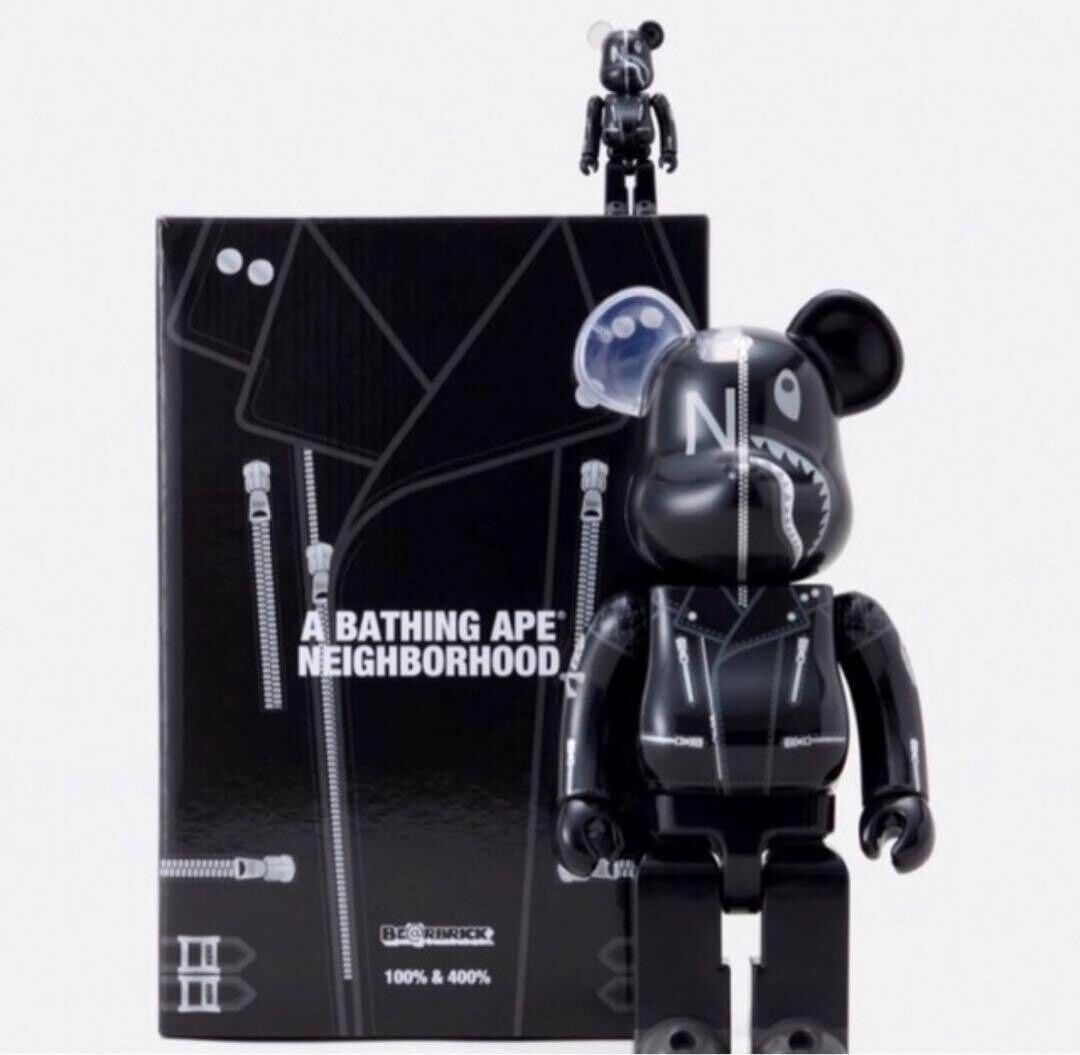 Bearbrick A Bathing Ape x Neighborhood 100% & 400% Set 0f 2 Medicom Toy New