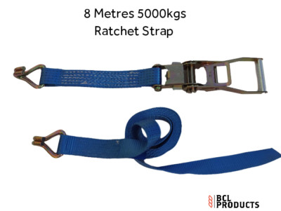 5000 kg Schwerlast 8 Meter x 50 mm Ratschengurt mit Krallenhaken - Zurrgurt - Ladung