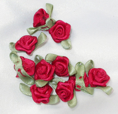 ROSE Mini Ribbon Roses Polyester Satin Ribbon  25 Pack lots of colors US SELLER