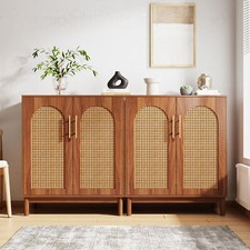 Tribesigns 59" Rattan Sideboard Buffet Cabinet Accent Storage Cabinet Kitchen