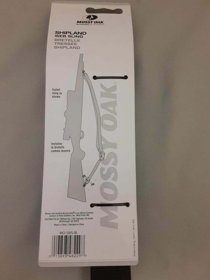 Mossy Oak Hunting Shipland Adjustable 1.25" Web Rifle Sling Black w/Swivels - Image 3 of 4