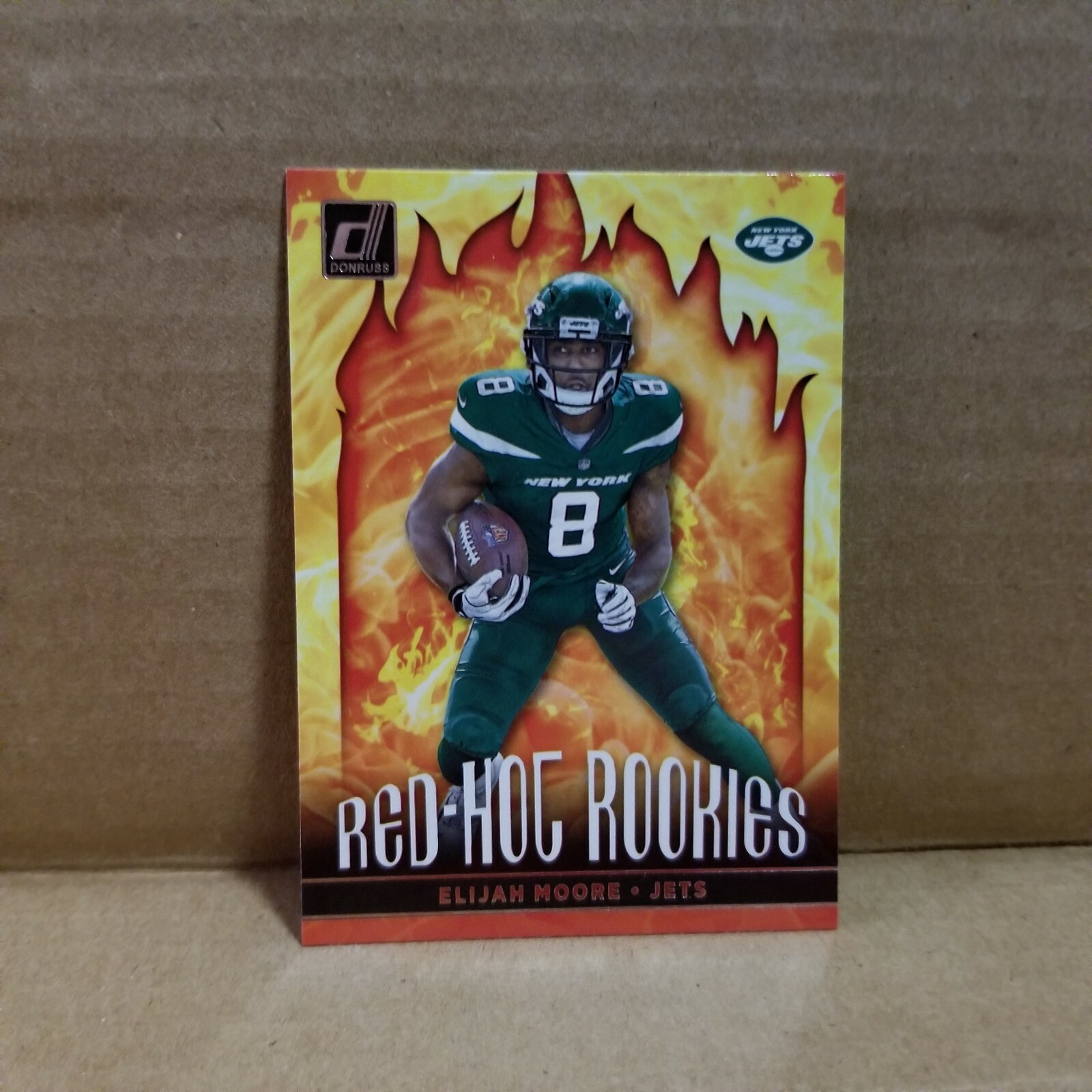 Elijah Moore 2021 Donruss Red-Hot Rookies Card #RHR-EMO New York Jets