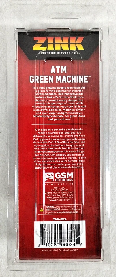 GSM Outdoors ZINK Calls - ZNK6024 Z Cut Attracts Ducks Species Duck Call - Image 2 of 3