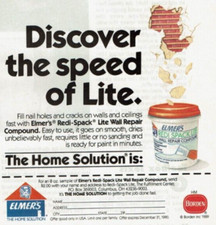 1990 Vintage Print Ad Discover the speed of Lite Elmer's Redi-Spack Wall Repair