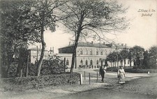 Stazione ferroviaria di Löbau Sassonia cartolina AK 1907