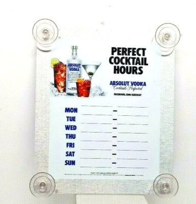 2011 ABSOLUT VODKA STORE HOURS OF OPERATION SUCTION CUP WINDOW BOARD - U