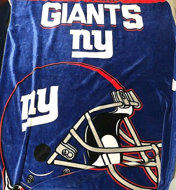 VINTAGE New York Giants NY Throw Blanket Afghan Tapestry ...