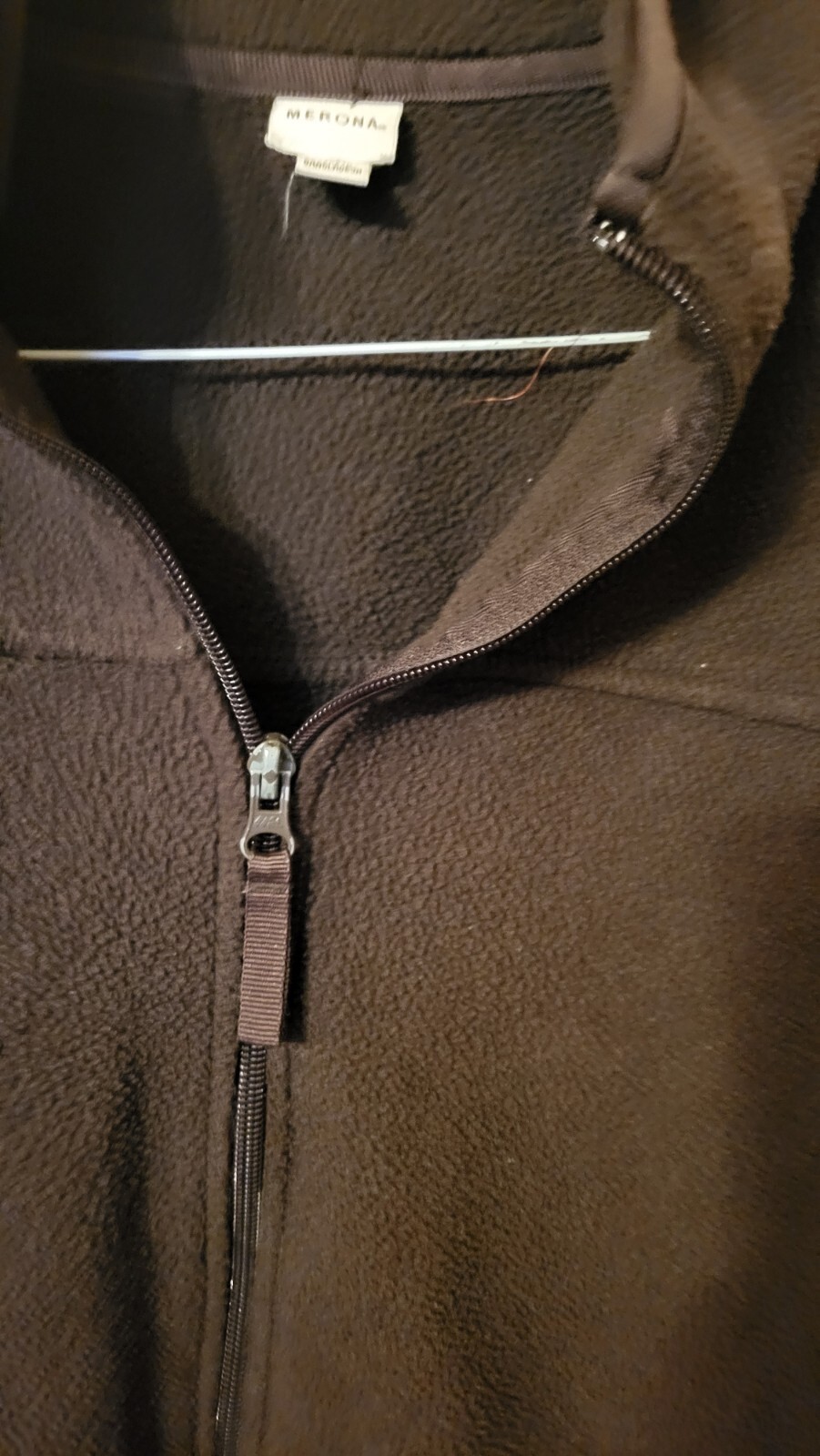 merona size S womens brown fleece jacket full zip 2 pockets 23 L 20
