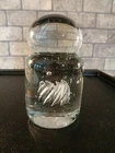 Large Vintage Blenko Art Glass Clear Air Twist SPIRAL Knob Paperweight