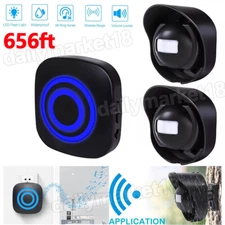 Waterproof 656ft Wireless Driveway Alarm Motion Sensor Alarm Indoor Outdoor H2C8
