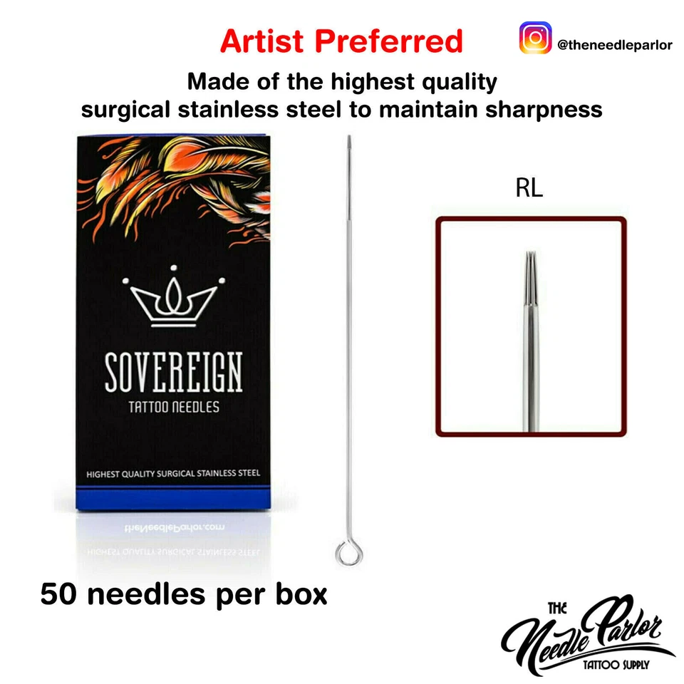 50 pcs Sovereign Sterile Disposable Tattoo Needles RL/RS/M/CM/F (TOP QUALITY!) - Imagem 2 de 4