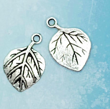 10 pieces - Antique Silver Leaves Tibetan Charms Pendants Dangle L418