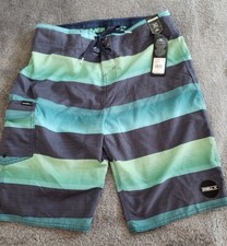 O'Neill Hybrid Board Shorts Men's Size 30 Blue Green Striped Surf Swim NWT