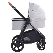 Foldable Stroller Travel System With Bassinet Playard Baby Combo Set Light Gray